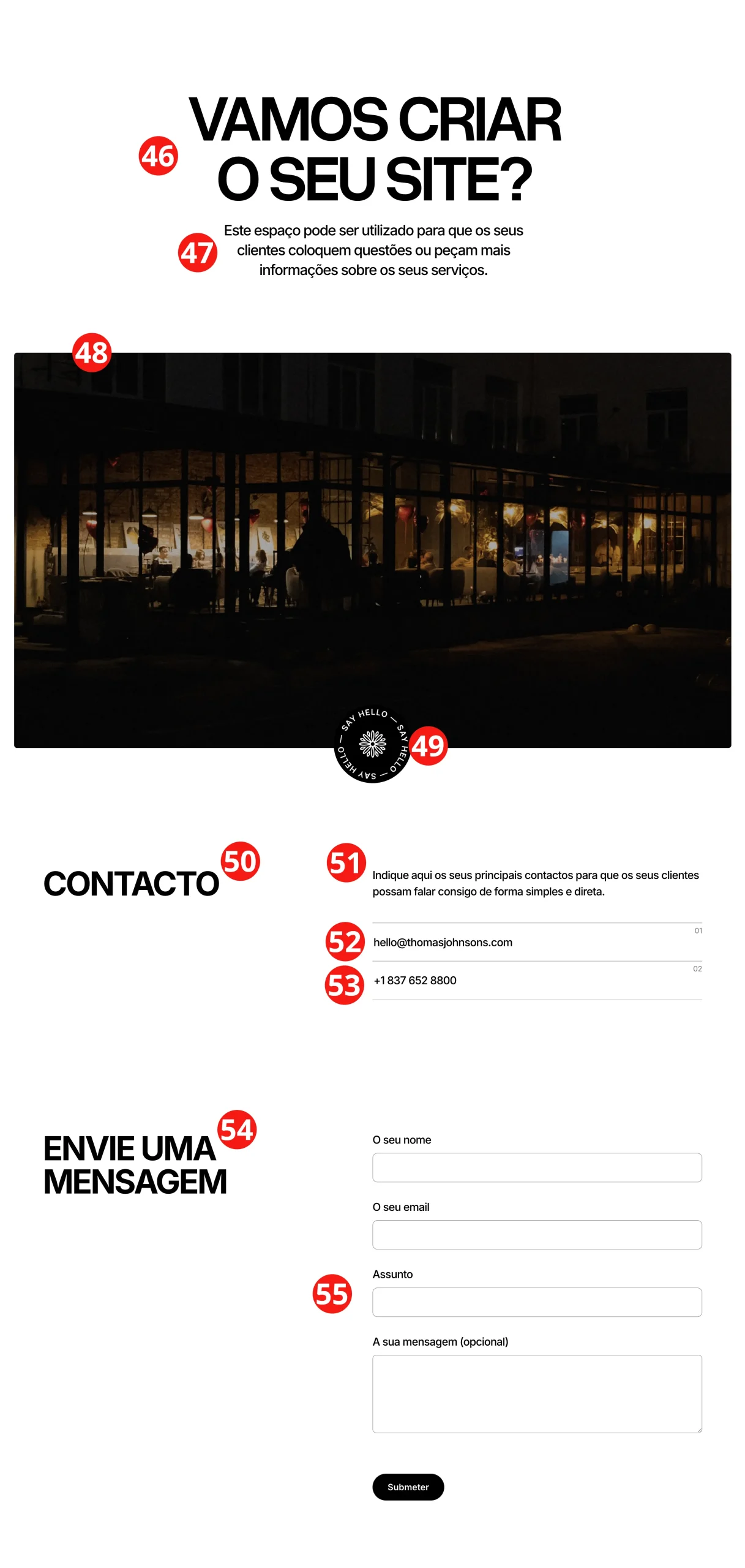 Referência da página contactos
