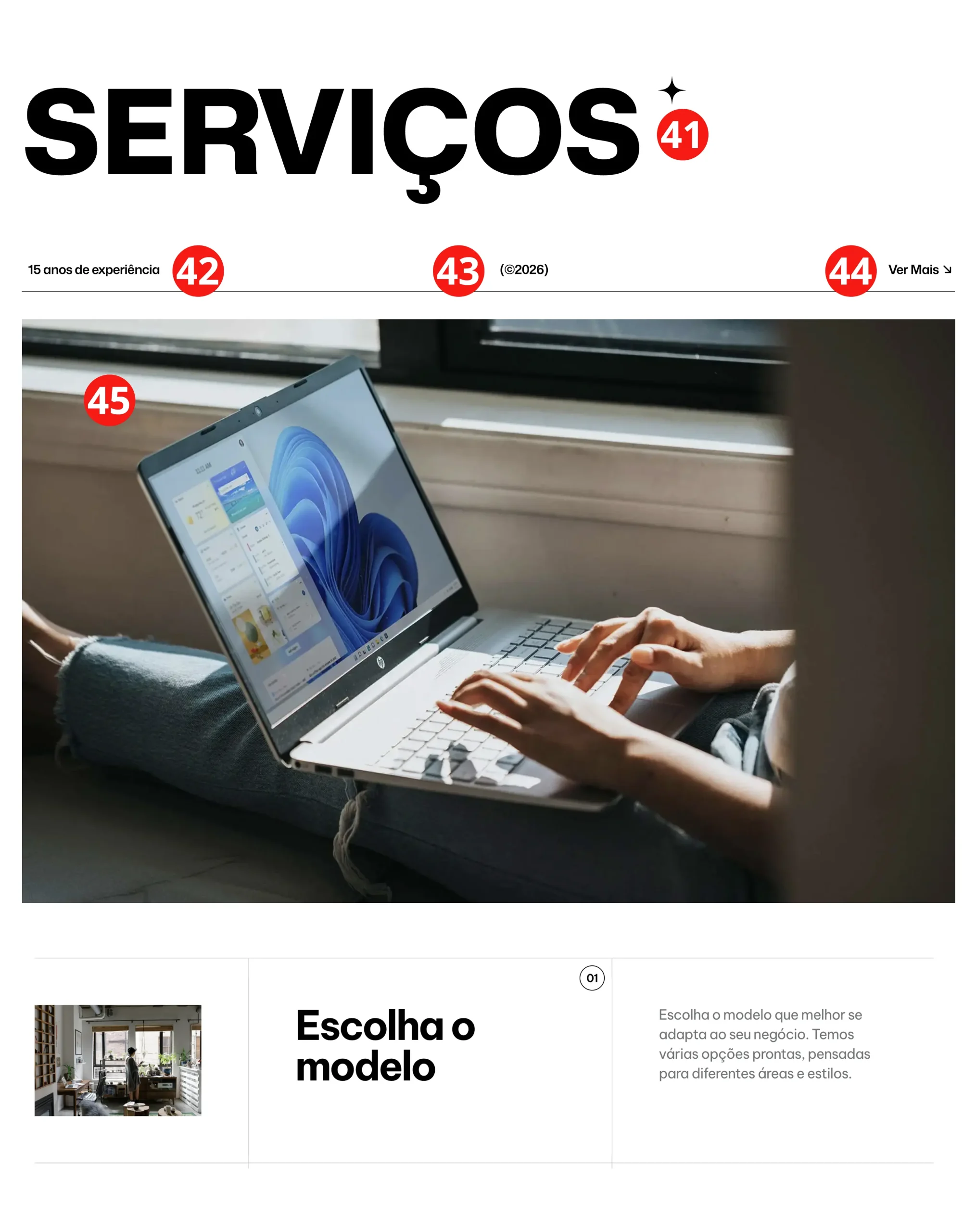 Referência da página Serviços