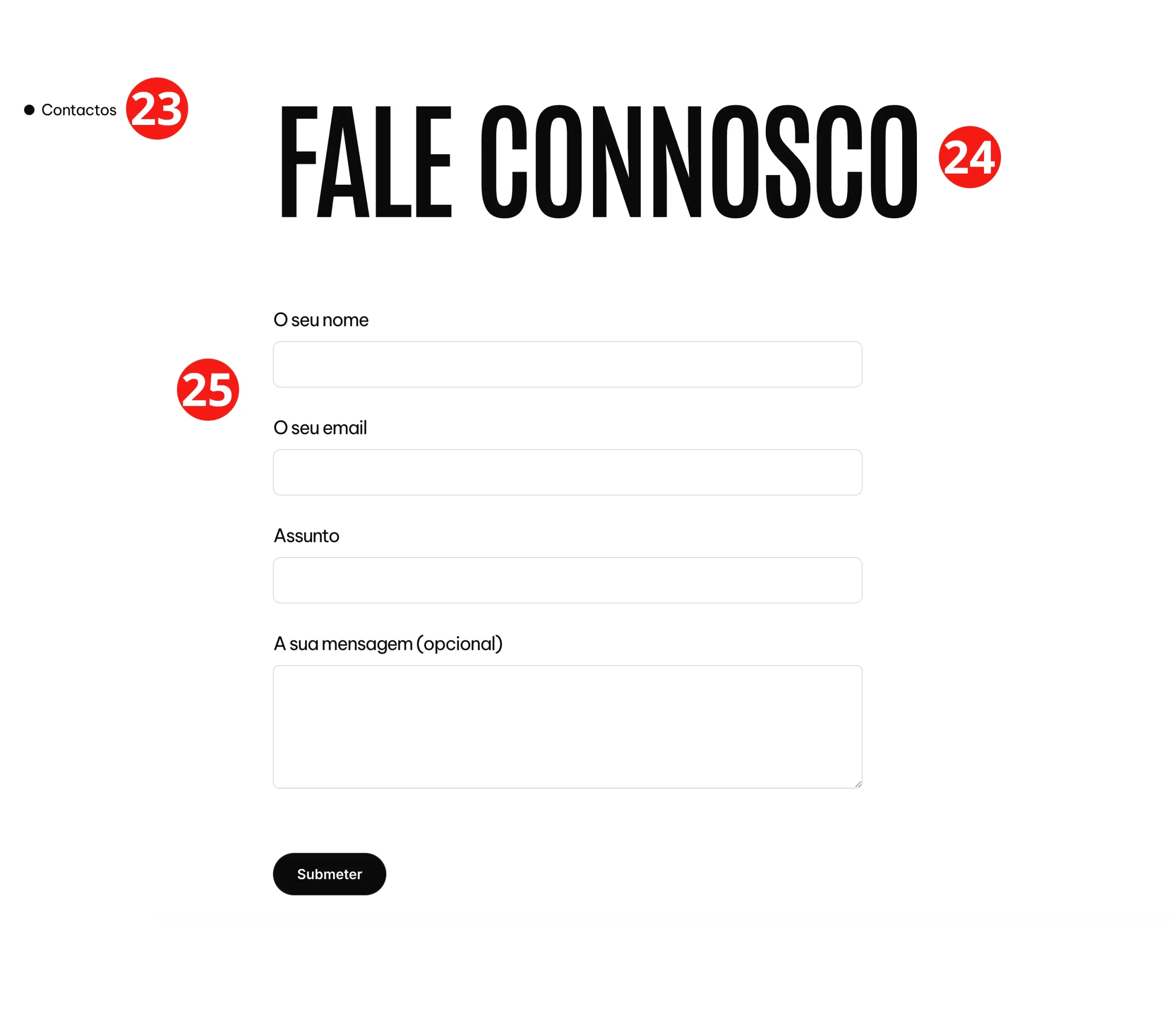 Referência da secção Contactos