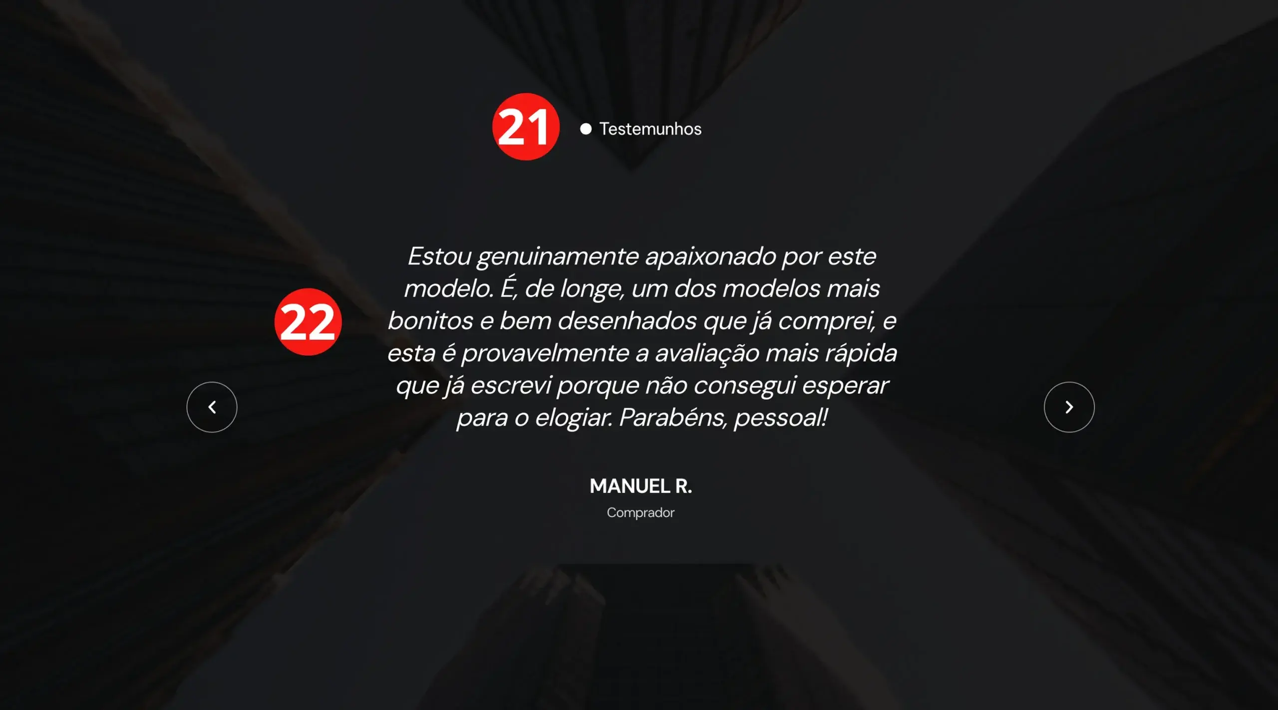 Referência da secção Testemunhos